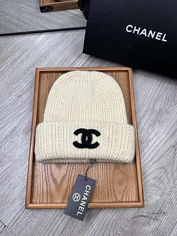 Okify Chanel Wool Beanie Cream Hat