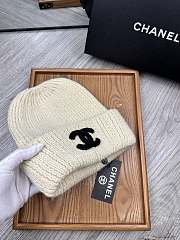 Okify Chanel Wool Beanie Cream Hat - 4