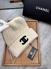 Okify Chanel Wool Beanie Cream Hat - 3