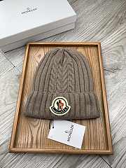 Okify Moncler Wool Beanie Light Brown Hat - 1