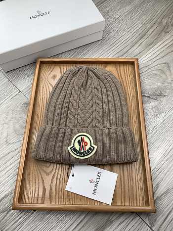 Okify Moncler Wool Beanie Light Brown Hat