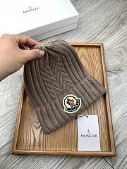 Okify Moncler Wool Beanie Light Brown Hat - 3