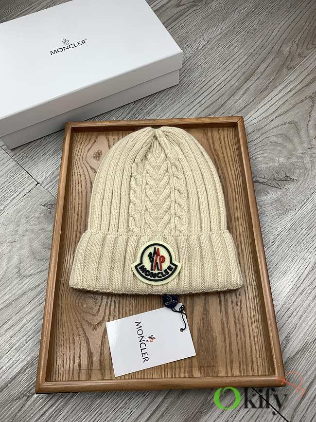 Okify Moncler Wool Beanie Cream Hat - 1