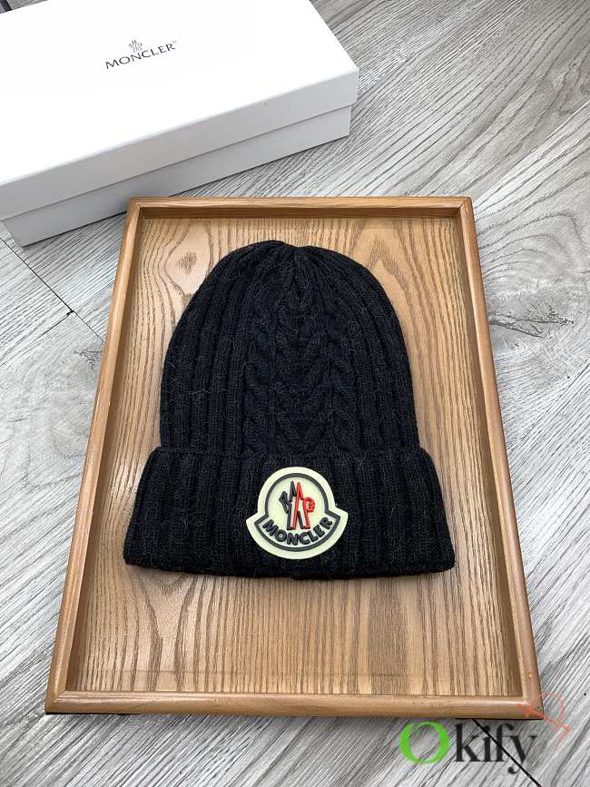 Okify Moncler Wool Beanie Black Hat - 1