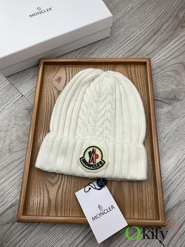 Okify Moncler Wool Beanie White Hat - 1