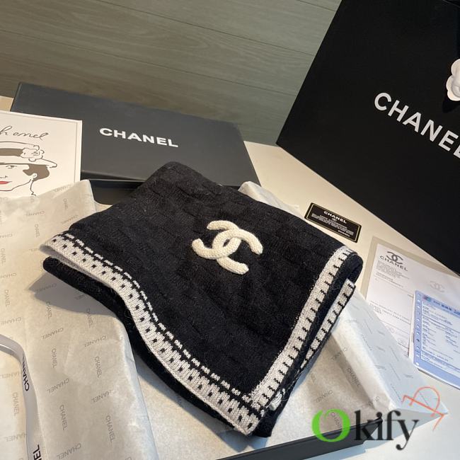 Okify Chanel Black Scarf 70x200cm 18361 - 1