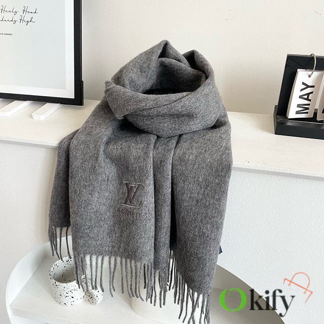 Okify Louis Vuitton Gray/Grey Scarf 32x180cm 18364 - 1