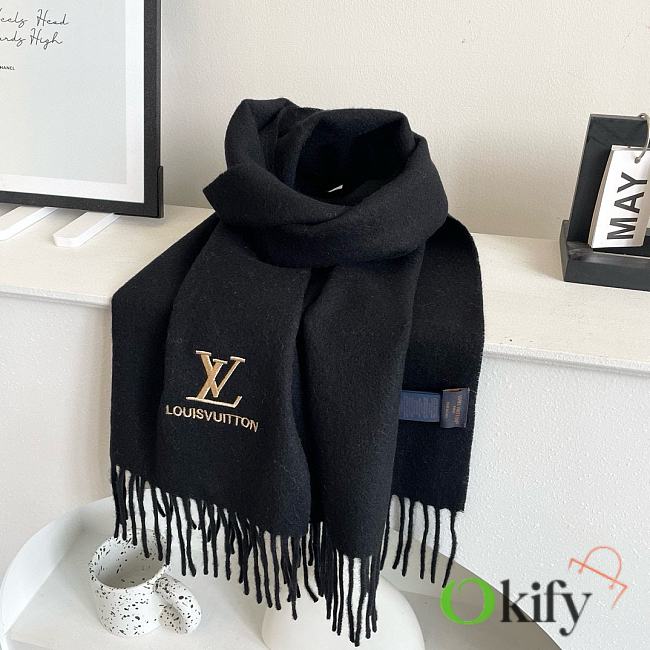 Okify Louis Vuitton Black Scarf 32x180cm 18365 - 1