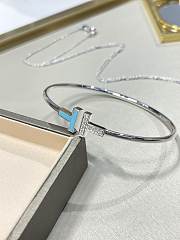 Okify Tiffany Double T Diamond and Blue Silver Bracelet  - 4