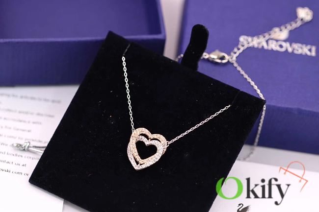 Okify Swarovski Double Heart Necklace - 1