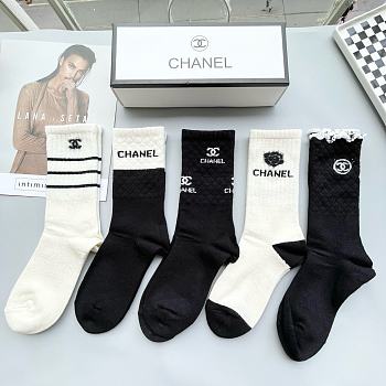 Okify Chanel Set 5 pairs of socks 18396