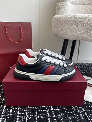 Okify Gucci Ace Sneakers Trainers With Web - Blue and Red 35-45