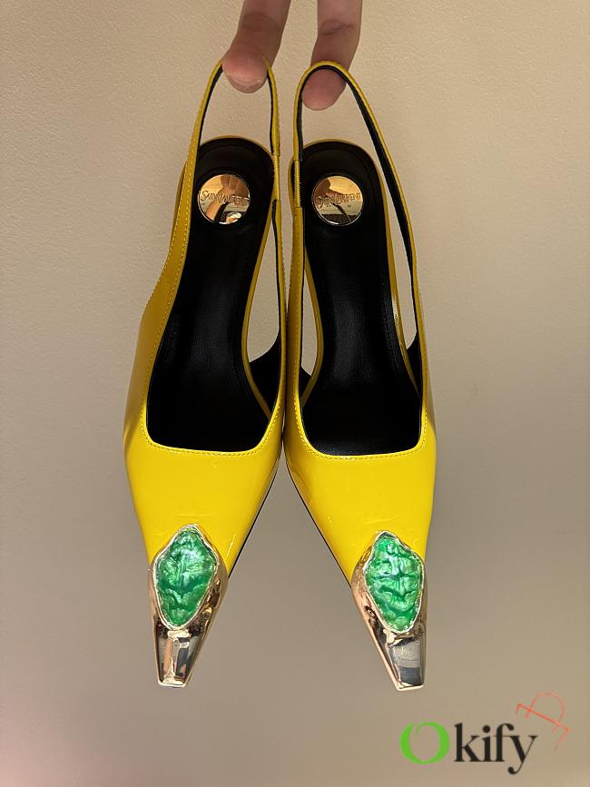 Okify YSL yellow square-toed emerald high heels 35-42 - 1