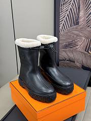 Okify Hermes Black Leather Snow Boots 35-45 - 2