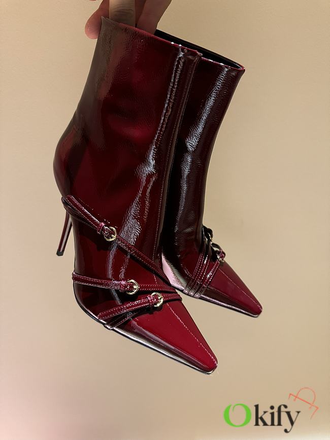 Okify MiuMiu Red Wine High Heels Boots 35-40 - 1