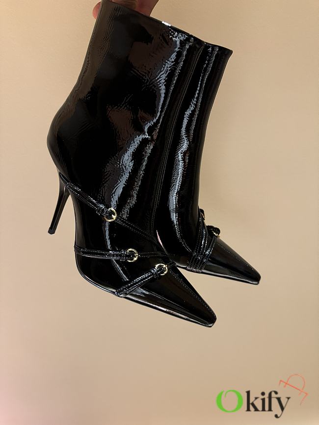 Okify MiuMiu Black Shiny High Heels Boots 35-40 - 1