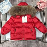 Okify Moncler Red Down Jacket With Fur Collar 90-150 - 1