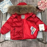 Okify Moncler Red Down Jacket With Fur Collar 90-150 - 2