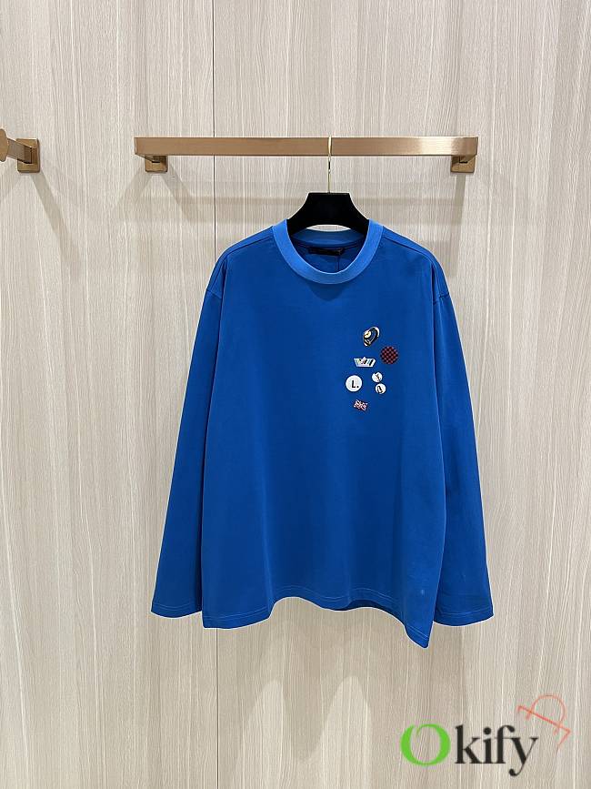 Okify Louis Vuitton Blue Long Sleeve T-shirt SML - 1