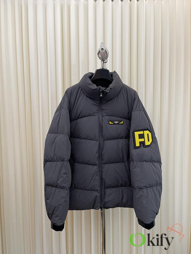 Okify Fendi Little Monster Logo Down Jacket in Grey/Gray  - 1