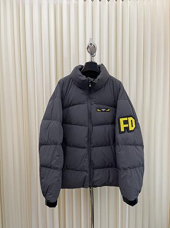 Okify Fendi Little Monster Logo Down Jacket in Grey/Gray 