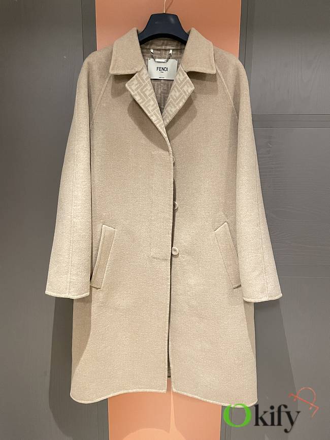 Okify Fendi Beige Wool Long Coat SML  - 1