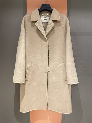 Okify Fendi Beige Wool Long Coat SML 