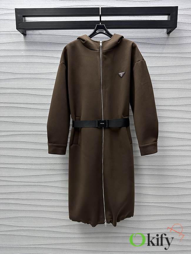 Okify Prada Long Windbreaker Jacket In Brown SML - 1