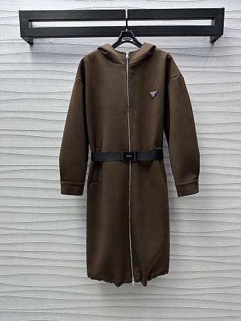 Okify Prada Long Windbreaker Jacket In Brown SML