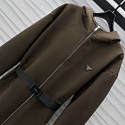 Okify Prada Long Windbreaker Jacket In Brown SML - 2