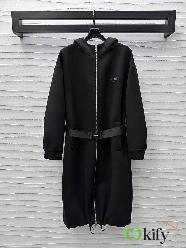 Okify Prada Long Windbreaker Jacket In Black SML - 1