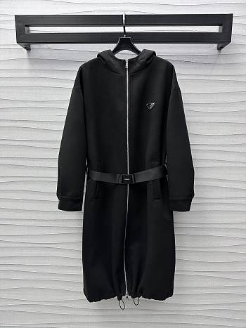 Okify Prada Long Windbreaker Jacket In Black SML