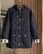 Okify Burberry diamond quilted hooded cotton jacket in black S-2XL - 1