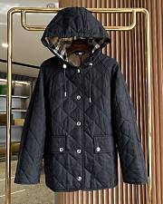 Okify Burberry diamond quilted hooded cotton jacket in black S-2XL - 4