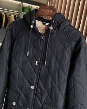 Okify Burberry diamond quilted hooded cotton jacket in black S-2XL - 2