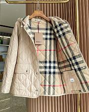 Okify Burberry diamond quilted hooded cotton jacket in beige S-2XL - 2