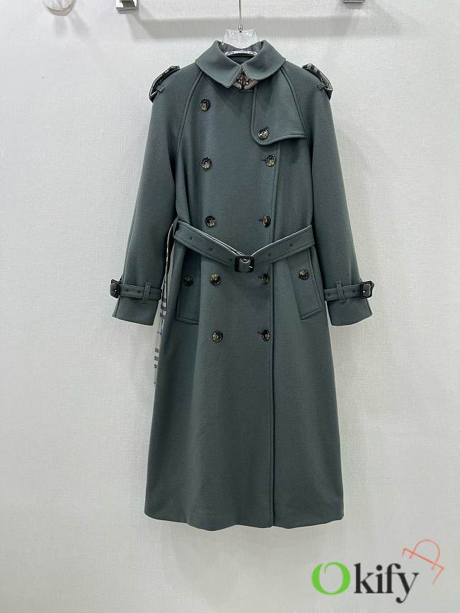 Okify Burberry Grey Gray Long Coat S-XL - 1