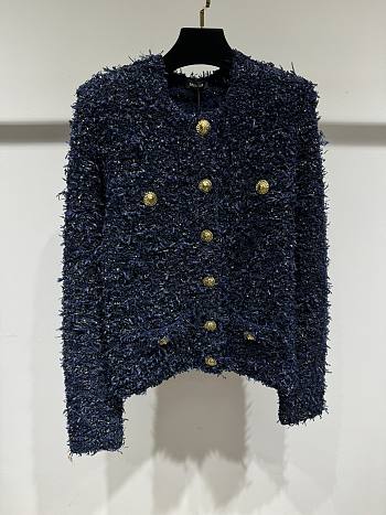 Okify Balmain Blue Tweed Cardigan SML