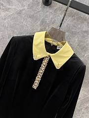 Okify YSL Yellow Collar Long Sleeve Black Dress SML - 4