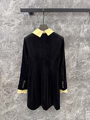 Okify YSL Yellow Collar Long Sleeve Black Dress SML - 3