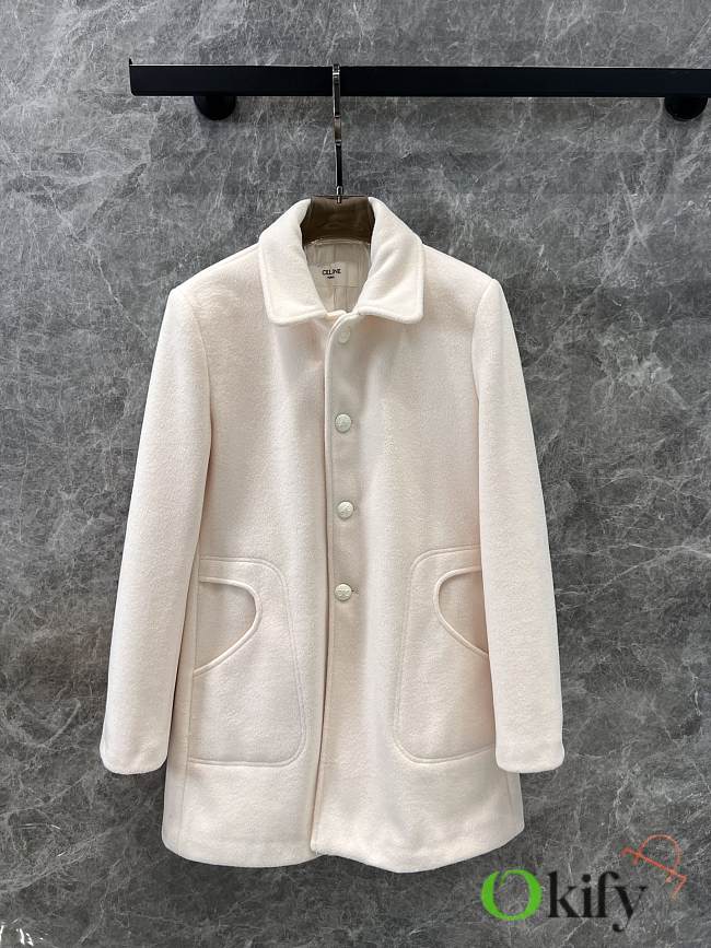 Okify Celine White Wool Coat SML - 1