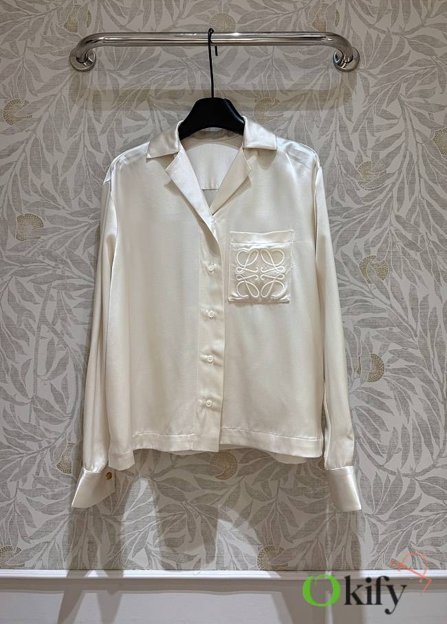 Okify Loewe White Silk Shirt SML - 1