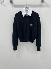 Okify Loewe white shirt collar detachable black V-neck sweater SML  - 1