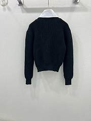 Okify Loewe white shirt collar detachable black V-neck sweater SML  - 3