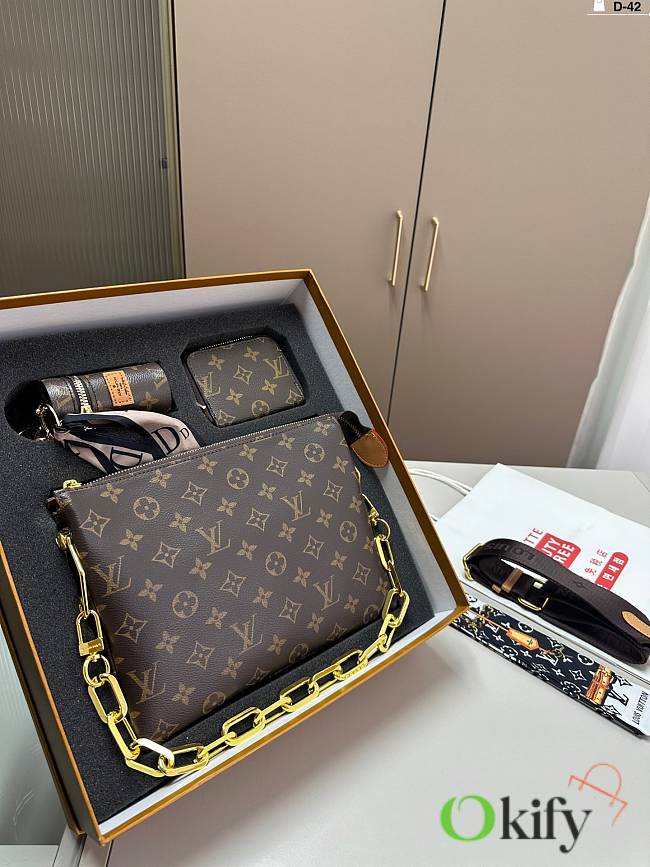 Okify Louis Vuitton Set Bag + Card Holder + Coin Purse 26x5x20cm - 1