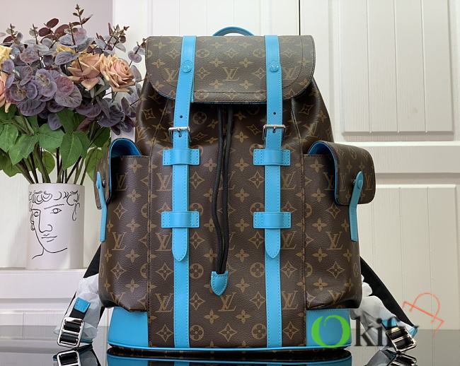 Okify Louis Vuitton Christopher MM Blue Backpack 44 x 12.5 x 38 cm M12729 - 1