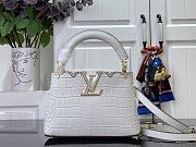 Okify Louis Vuitton Mini Capucines crocodile pattern and floral white bag 21x14x8cm - 1