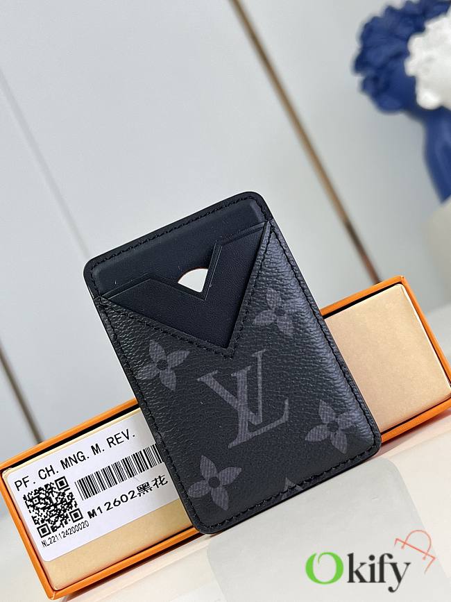 Okify Louis Vuitton Porte Cartes Magnet Card Holder in Monogram Eclipse 6.5 x 9.5 x 0.5 cm M12602 - 1