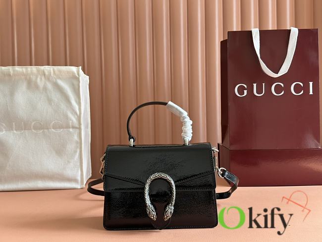 Okify Gucci Dionysus Black Small Shoulder Bag With black patent leather 22 x 16 x 8 cm - 1