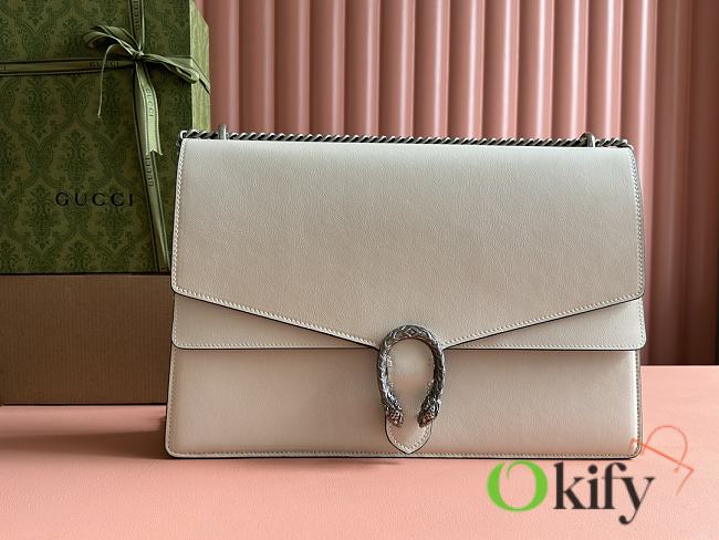 Okify Gucci Dionysus White Large Shoulder Bag With black patent leather 42x28x12cm - 1